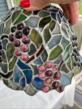 Vintage Quoizel Stained Glass Ceiling Pendant Lamp